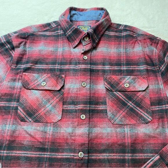 Jachs Brawny Flannel Red Black Gray Plaid Shirt Size XL - Picture 6 of 10